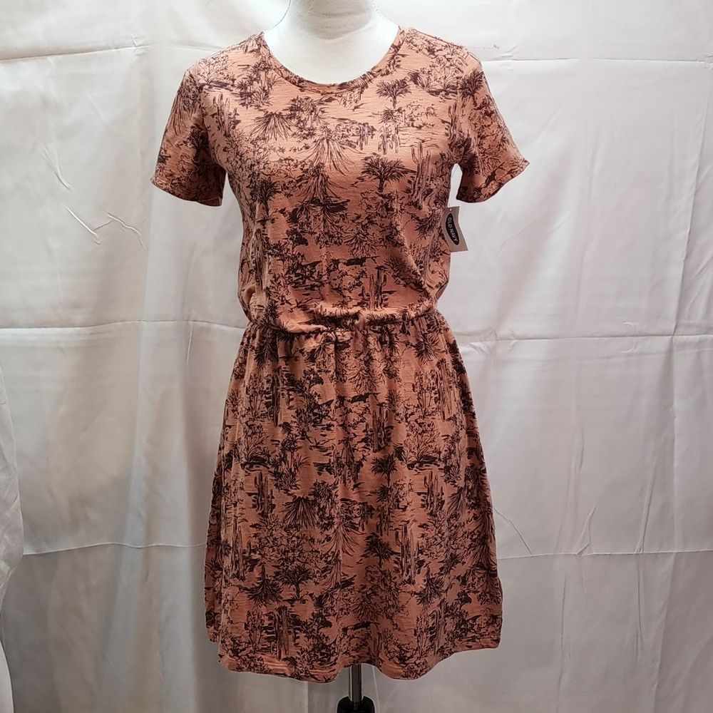 🔥 5 for $25 sale! Tangerine Orange Scrunch Waist Cotton Mini Dress Small